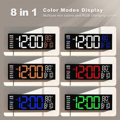 JALL 16" Large Digital Wall Mount Clock, Count Down Timer, Big LED, RGB Color - Image 3