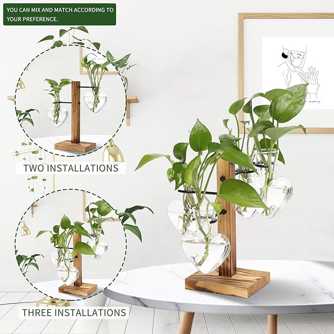 Plants Propagation Stations Plant Terrarium Kit Glass Planters for Indoor Plants House Plant Accessories Gift for Women - 4 Love Bulb Vase