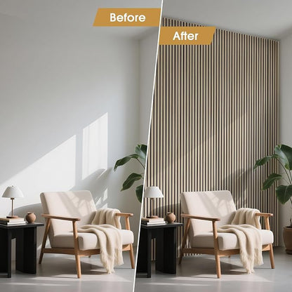 Wood Slat Wall Panels 4 Pack 94.5" x 7.9", Acoustic Wooden Panel - Image 6