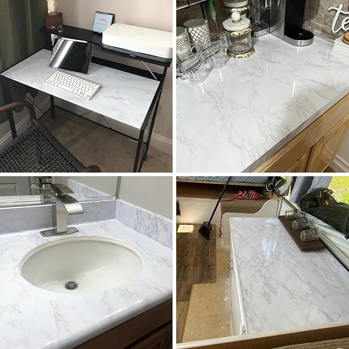 practicalWs White/Gray Marble Contact Paper 17.7 inch x 78.7 inch, Marble Peel - Image 7