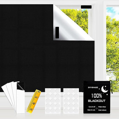 Blackout Window Cover，39 x57 inches Portable Black Out Blinds Stick On Window by CyanCloud