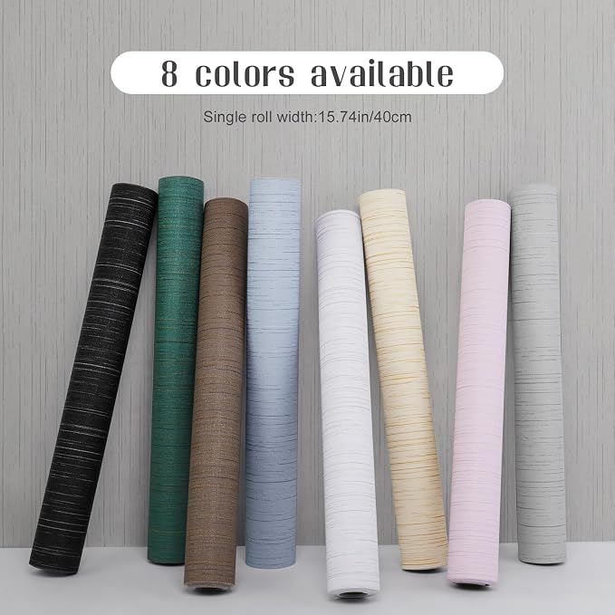 Grey Grasscloth Peel and Stick Wallpaper Vintage Texture Removable Waterproof - Image 2