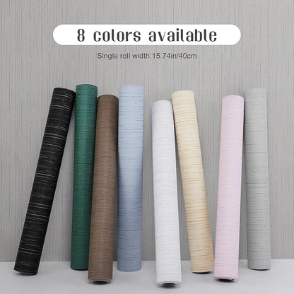 Grey Grasscloth Peel and Stick Wallpaper Vintage Texture Removable Waterproof - Image 2
