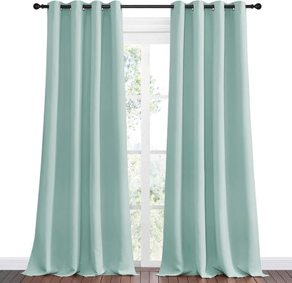 NICETOWN Aqua Blue Blackout Curtains 102" Long - Image 2