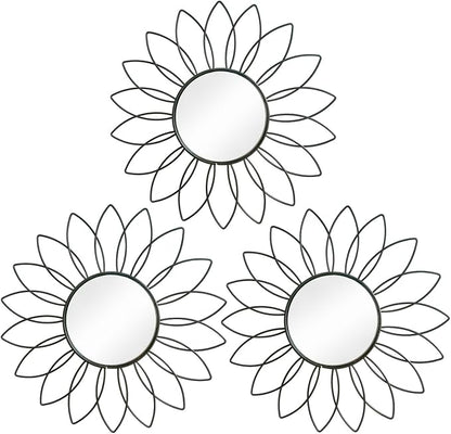 3 Pack Metal Mirrors for Wall Sunburst Wall Mirrors Home Décor Decorative by Uaussi