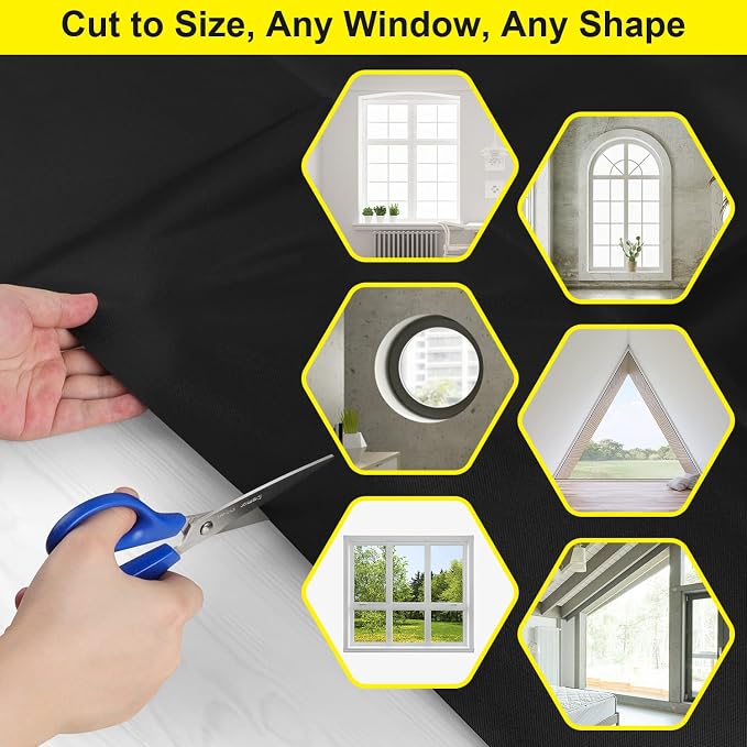 FADOTY Blackout Curtains for Bedroom, Portable 100% Black Out Window Cover Film - Image 6