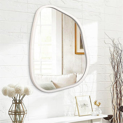 Asymmetrical Mirror Small 26"x18" Irregular Wall Mirror Modern Wood Frame - Image 2