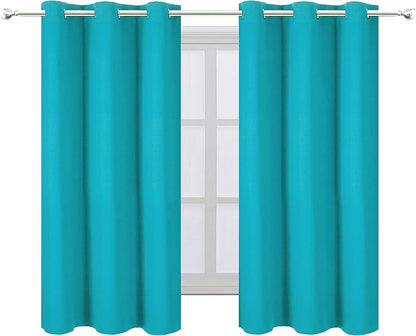 LEMOMO Teal Blackout Curtains 34 x 54 Inch Length/Set of 2 Curtain - Image 2