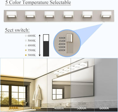 Ralbay Brushed Nickel Bathroom Lights Fixtures Dimmable 5 Color Temperature - Image 2