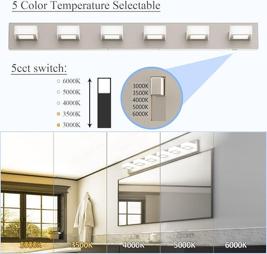 Ralbay Brushed Nickel Bathroom Lights Fixtures Dimmable 5 Color Temperature - Image 2