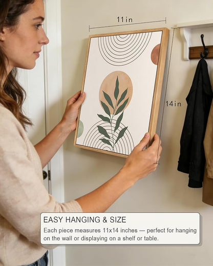 PHOPAGO Boho Wall Art Sage Plant Botanical Bohemain Framed Wall Printing - Image 4
