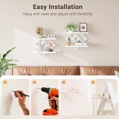 ELYKEN Floating Shelves for Wall, 2-Tier Wall Mounted Storage Shelves for Books - Image 6