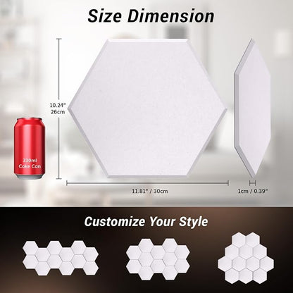 18 Pack High Density Hexagon Acoustic Panels, TONOR 12"x 10"x 0.4" Soundproof - Image 5