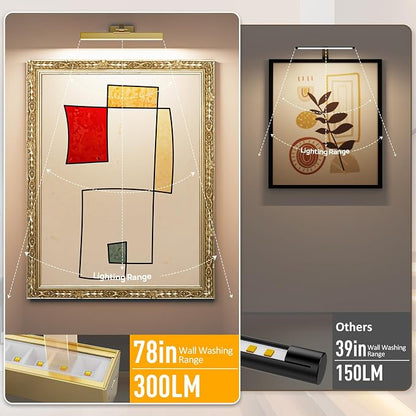 Afyuol Picture Lights for Wall, Brushed Gold Battery Operated Picture Light - Image 4