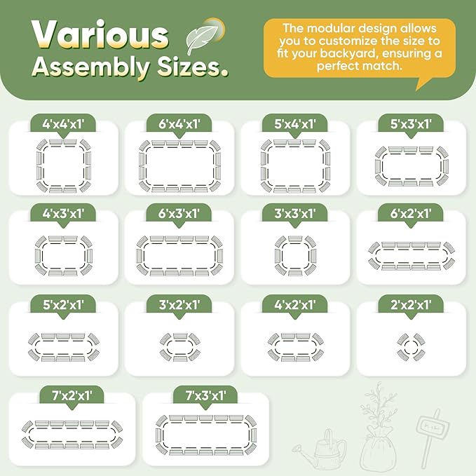 KING BIRD Raised Garden Bed Kit 2025 Upgraded Modular DIY Galvanized Planter Garden Box Outdoor for Gardening, Vegetables, Flowers, Elegant Roman Column Design, 94x24x12 in, Dark Green