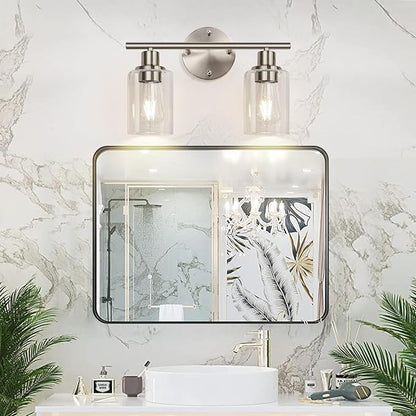 Zarbitta 2-Light Bathroom Light Fixtures, Brushed Nickel Vanity Light, Modern - Image 6