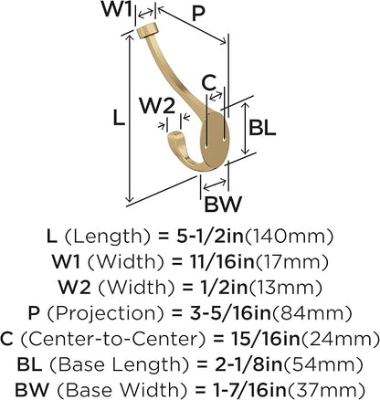 Amerock H55465CZ | Adare Double Prong Decorative Wall Hook | Champagne Bronze - Image 4