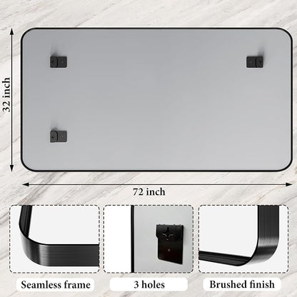 72 x 32 Inch Black Metal Framed Bathroom Mirror - Image 3