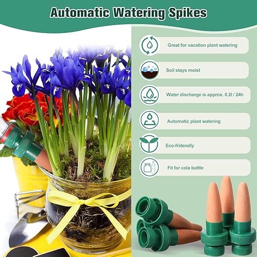 Patelai Terracotta Plant Watering Spikes Self to Use with Cola Bottles Houseplant Watering Stakes Automatic Irrigation System(15 Pack,Terracotta)