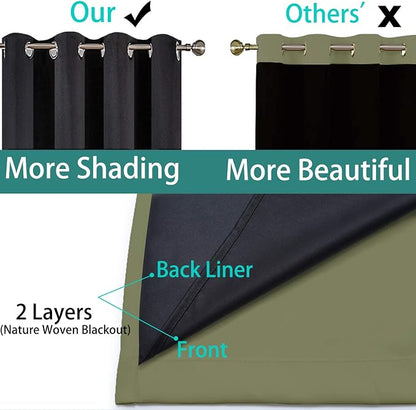 Yakamok 100% Blackout Extra Wide Thermal Insulated Curtains, Total Shade Patio - Image 5