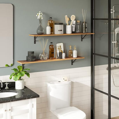 DINZI LVJ Long Wall Shelves, 39.4Inch Wall Mounted Shelves Set of 2, - Image 4
