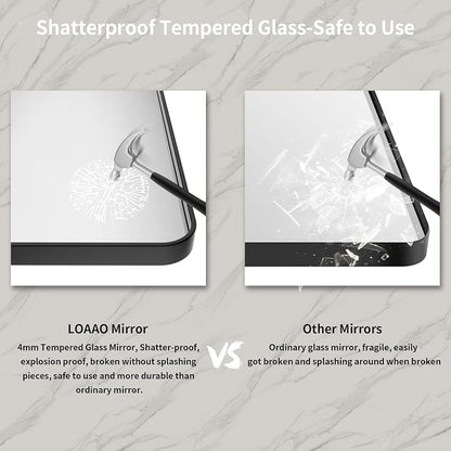 LOAAO 60X28 Inch Black Metal Framed Bathroom Mirror - Image 6