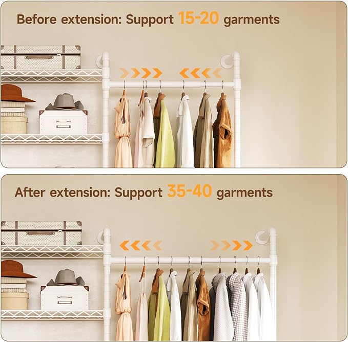 L2 Wall Mounted Closet System, Industrial Pipe Clothing Rack Clothes Racks - Image 7