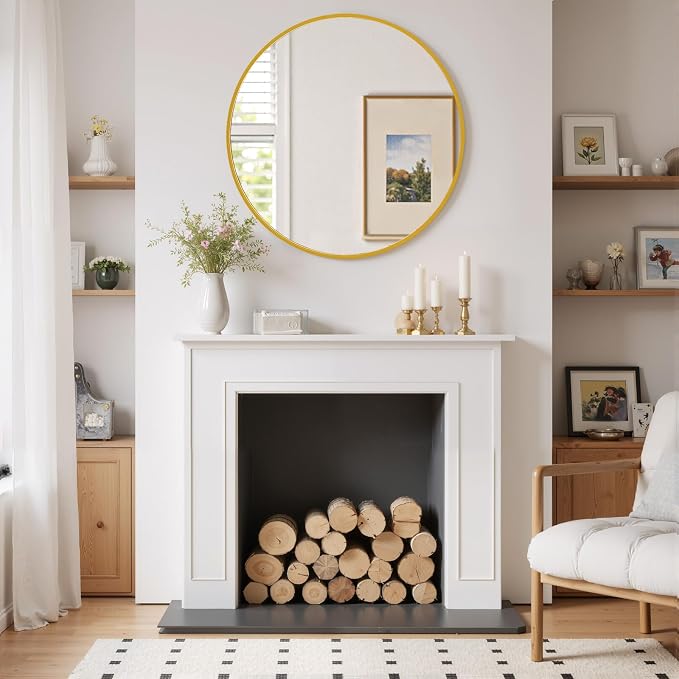 Round Wall Mirror 24 Inch Gold Vanity Mirror - Image 6