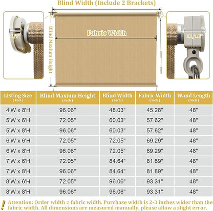 Shade&Beyond Outdoor Roller Shades 4' W x 8' H Cordless Patio Roll Up Blinds - Image 3
