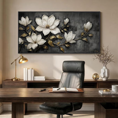 Large Framed Black and White Botanical Wall Art - Image 4