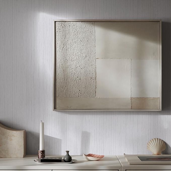 White Grasscloth Peel and Stick Wallpaper Texture Contact Paper A Set of 15.7" - Image 3