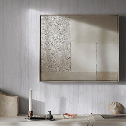 White Grasscloth Peel and Stick Wallpaper Texture Contact Paper A Set of 15.7" - Image 3