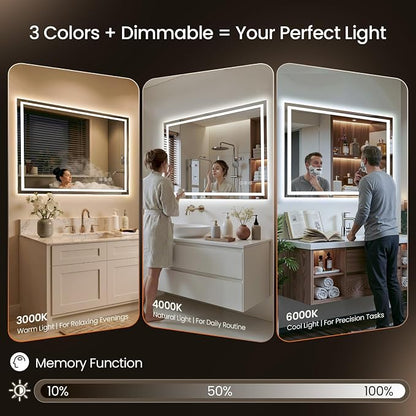 28X36 LED Bathroom Mirror with Lights, Backlit + Front Lit, Lighted Bathroom - Image 3