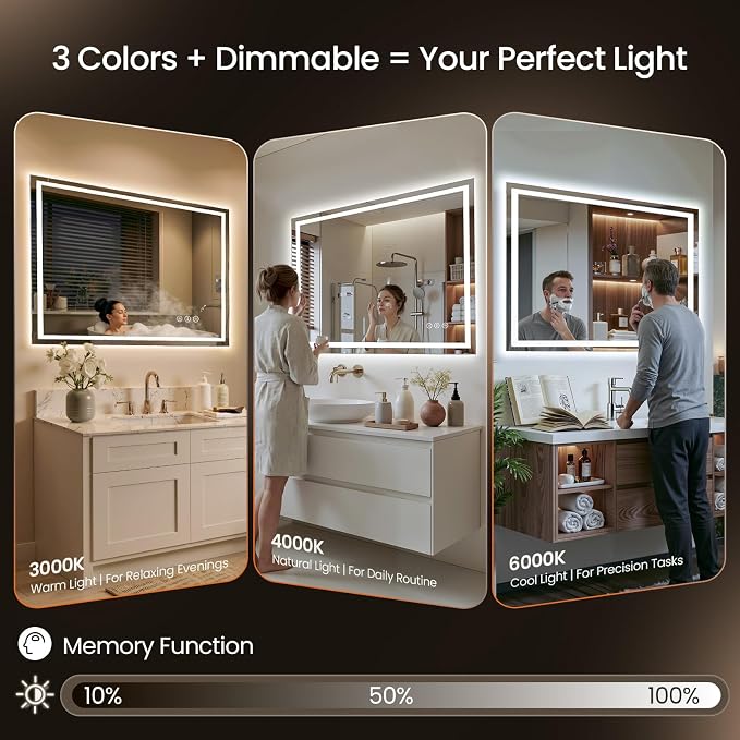 16X24 LED Bathroom Mirror with Lights, Backlit + Front Lit, Lighted Bathroom - Image 3