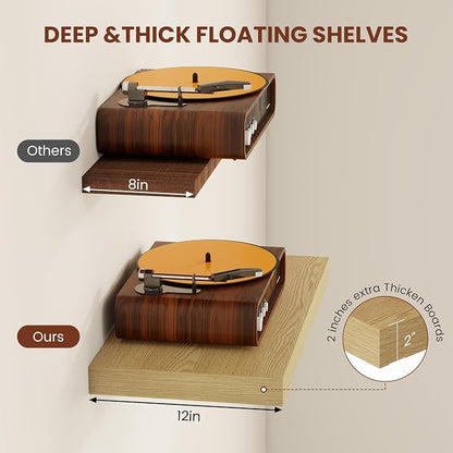 Vivelove 12 Inch Deep Floating Shelves 55 inch Long, 2 Inch Thick Wall Shelves - Image 5