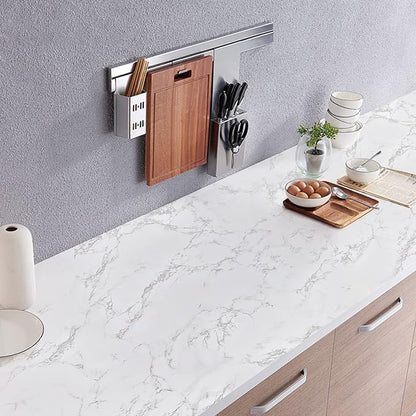 practicalWs Marble Paper Granite Gray/White Roll Kitchen Countertop Cabinet - Image 4