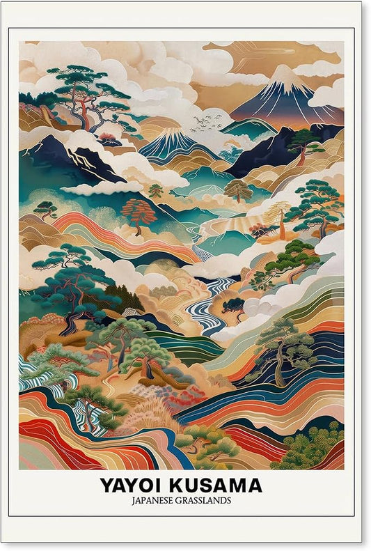 Vintage Yayoi Kusama Grasslands Posters Japanese Wall Art Yayoi Kusama Abstract by Unknown