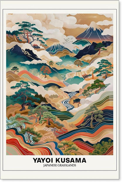 Vintage Yayoi Kusama Grasslands Posters Japanese Wall Art Yayoi Kusama Abstract by Unknown
