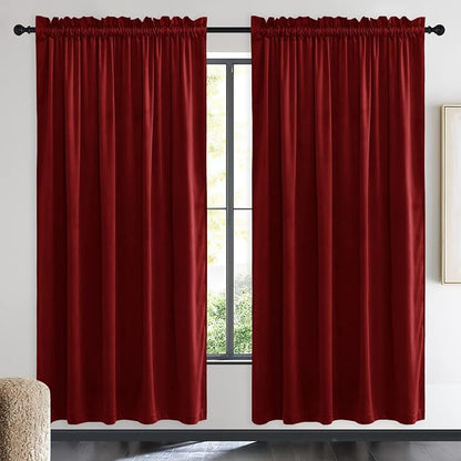 NICETOWN Christmas Red Velvet Textured Curtains/Draperies, Home Decoration by NICETOWN