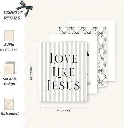 LARTSFRO Coquette Black Bow Jesus Wall Art Decor Posters, Inspirational Bible - Image 2