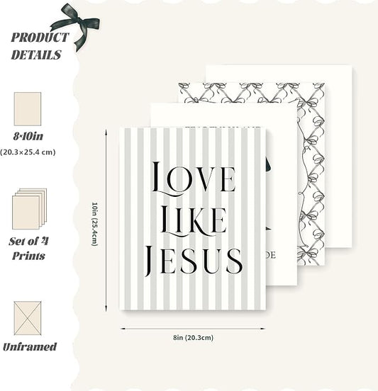 LARTSFRO Coquette Black Bow Jesus Wall Art Decor Posters, Inspirational Bible - Image 2