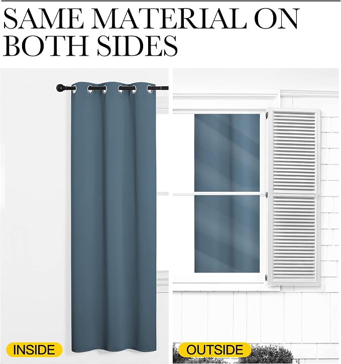 NICETOWN Smoky Blue Blackout Curtains 48 inches Length - Image 5
