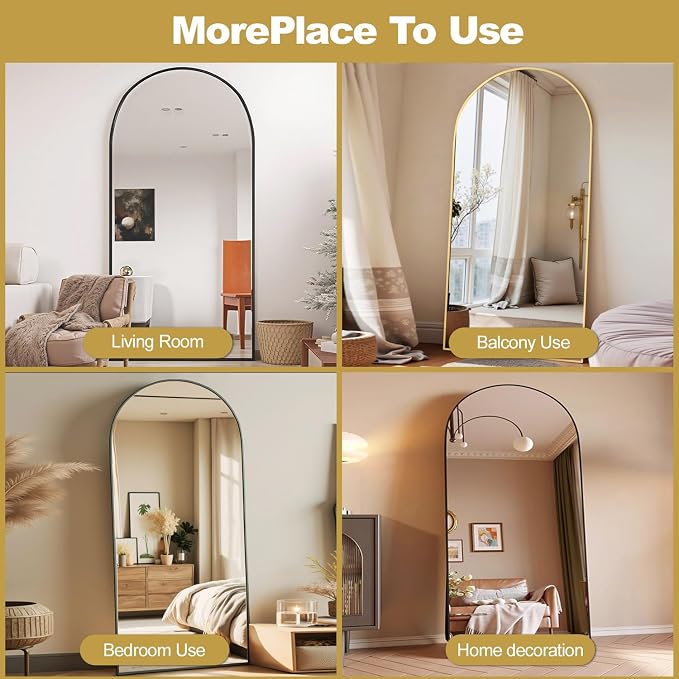 Prywot Arched Floor Mirror, 76 "x 34" Full Length Mirror Wall Mirrors Hanging - Image 8