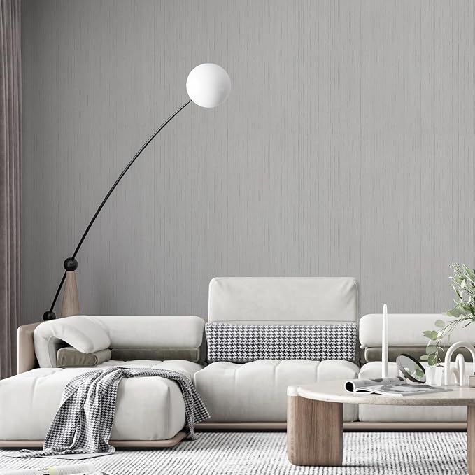 Grey Grasscloth Wallpaper Peel and Stick Wallpaper Texture Contact Paper - Image 4