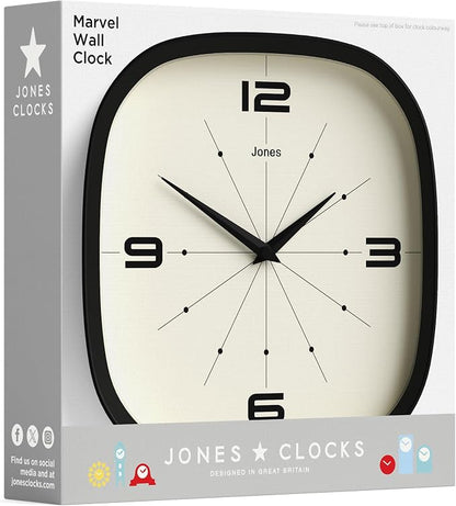 JONES CLOCKS® Pulsar wall Clock | Square Rounded Retro Clock | 10 inch | Orange - Image 8