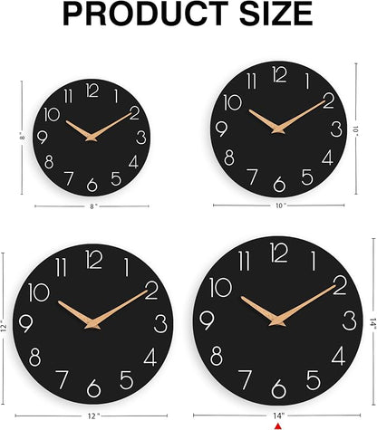 cicininc Wall Clock, 14 Inch Wooden Silent Non-Ticking, Decorative Battery - Image 5