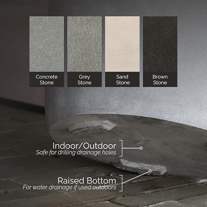 Reglito Cube Planter – Fiberglass Indoor/Outdoor and Weather-Resistant Large Planter (Concrete Stone, 23.6" L x 23.6" W x 24.2" H)