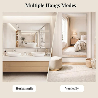 Koonmi Silver Rectangle Wall Mirror, 26x38 Inch Bathroom Mirror, Aluminum Frame - Image 5