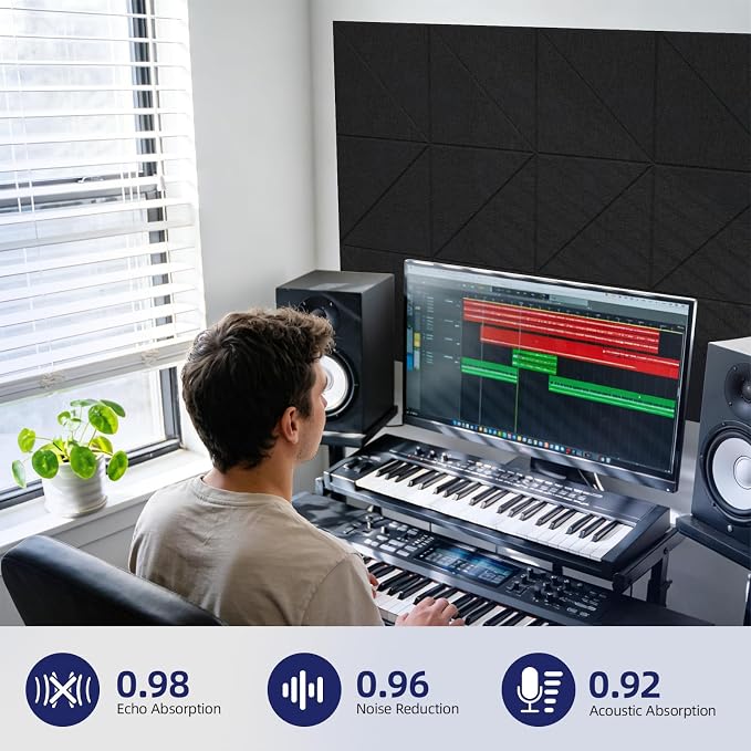 Vieshful 20 Pack Acoustic Panels, Peel & Stick Sound Absorbing Wall Panels - Image 2