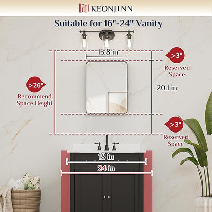 Keonjinn 16 x 20 Inch Brushed Nickel Bathroom Mirrors - Image 5
